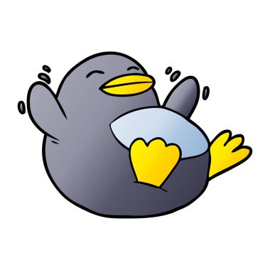 mutlu karikatür penguen vektör çizim