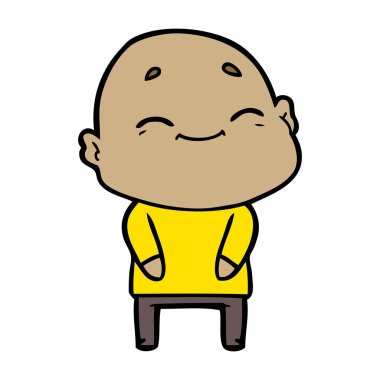 mutlu karikatür kel adam