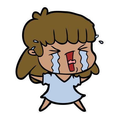 vektör çizim karikatür kadının ağladığını