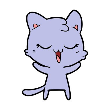 vektör çizim karikatür mutlu kedi