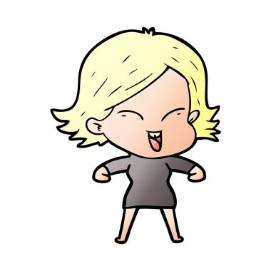 mutlu çizgi film kız vektör çizim