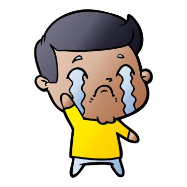 vektör çizim karikatür adam ağlıyor