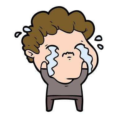 vektör çizim karikatür adam ağlıyor