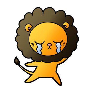 vektör çizim karikatür aslan ağlama