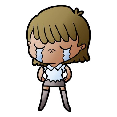 vektör çizim karikatür kadının ağladığını