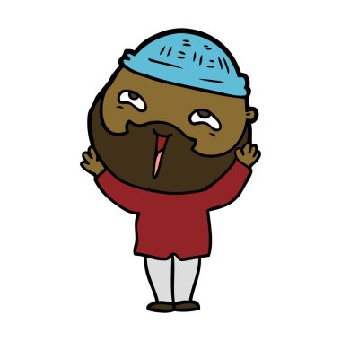 Çizgi film mutlu sakallı adam