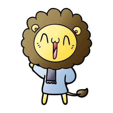 mutlu karikatür aslan vektör çizim