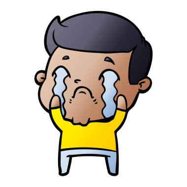 vektör çizim karikatür adam ağlıyor
