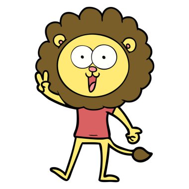 mutlu karikatür aslan vektör çizim
