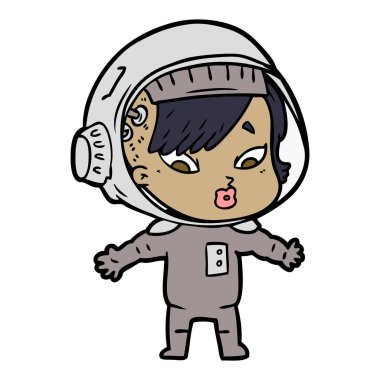 vektör çizim karikatür astronot kadın