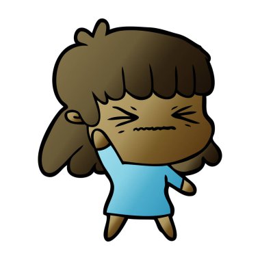 Çizgi filmdeki kadının vektör çizimi