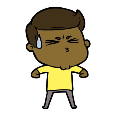 vektör çizim karikatür adam terleme