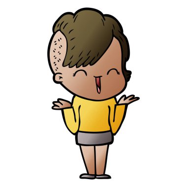 karikatür mutlu hippi kız