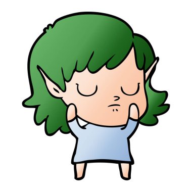 vektör çizim karikatür elf kızı