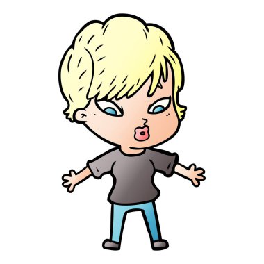 Çizgi filmdeki kadının vektör çizimi