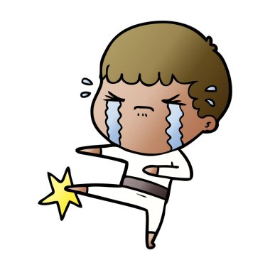 vektör çizim karikatür adam ağlıyor