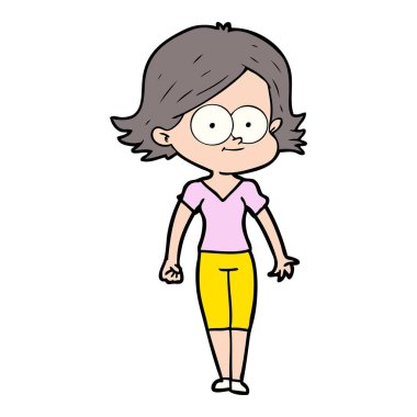 mutlu çizgi film kız vektör çizim