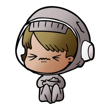 vektör çizim karikatür astronot kadın