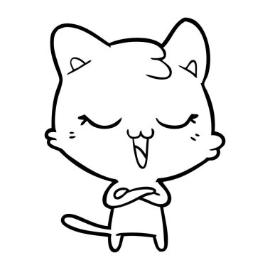 vektör çizim karikatür mutlu kedi