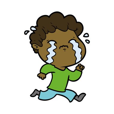 vektör çizim karikatür adam ağlıyor