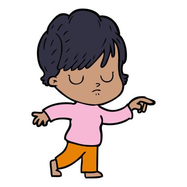 Çizgi filmdeki kadının vektör çizimi