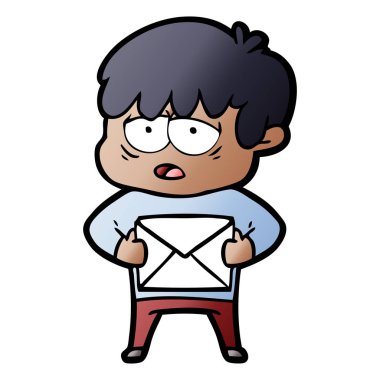 mektup ile yorgun çocuk çizgi film