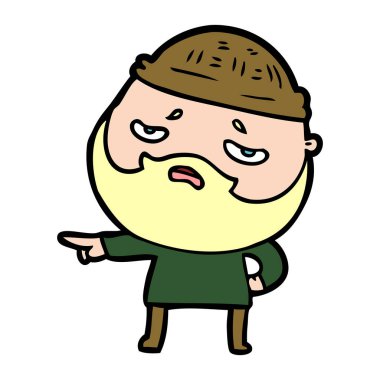 Sakallı endişeli adam çizgi film