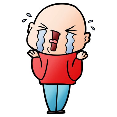 çizgi film ağlayan kel adam