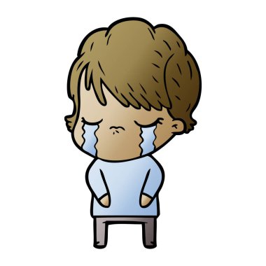 vektör çizim karikatür kadının ağladığını