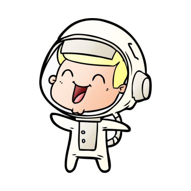 mutlu karikatür astronot vektör çizim