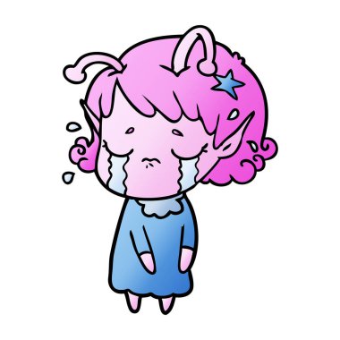 ağlayan uzaylı kız çizgi film