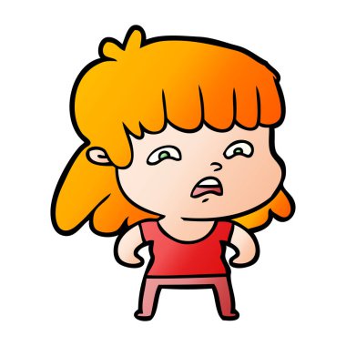 vektör çizim karikatür endişeli kadın