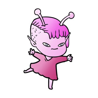 sevimli çizgi uzaylı kız