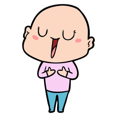 mutlu karikatür kel adam