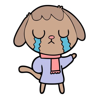 sevimli çizgi köpek ağlıyor