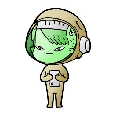 vektör çizim karikatür astronot kadın