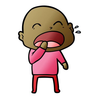 karikatür bağırarak kel adam