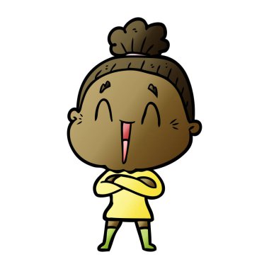 karikatür mutlu yaşlı kadın