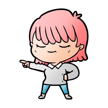 Çizgi filmdeki kadının vektör çizimi