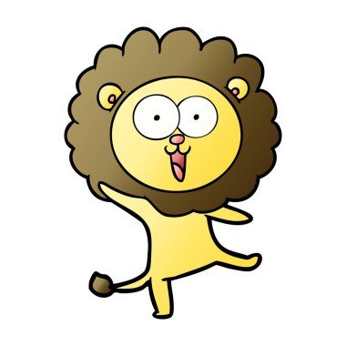 mutlu karikatür aslan vektör çizim