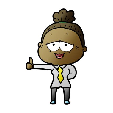 karikatür mutlu yaşlı kadın