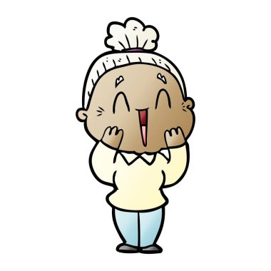 karikatür mutlu yaşlı kadın