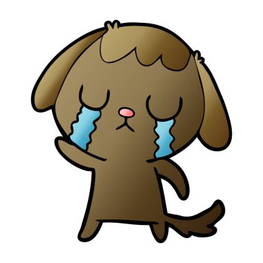 sevimli çizgi köpek ağlıyor