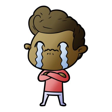 vektör çizim karikatür adam ağlıyor
