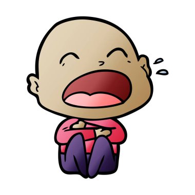 karikatür bağırarak kel adam