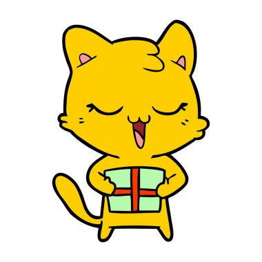 vektör çizim karikatür mutlu kedi