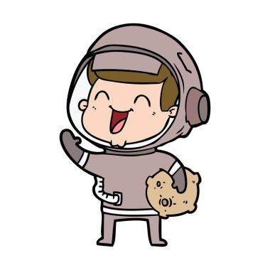mutlu karikatür astronot vektör çizim