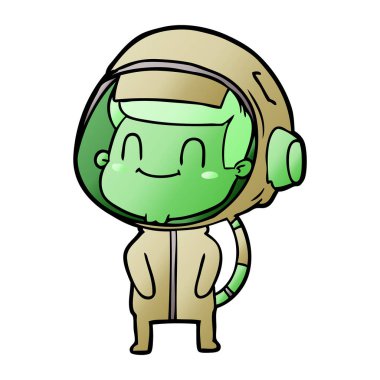 mutlu karikatür astronot vektör çizim