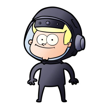 mutlu astronot karikatür vektör çizim