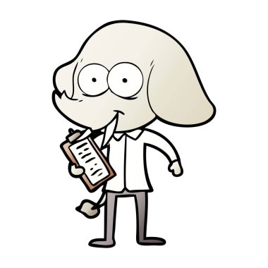 mutlu çizgi film fil vektör çizim